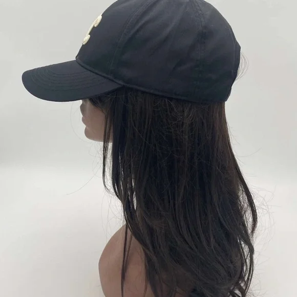 Celine triomphe baseball cap hat black medium free gift with purchase - Picture 6 of 12